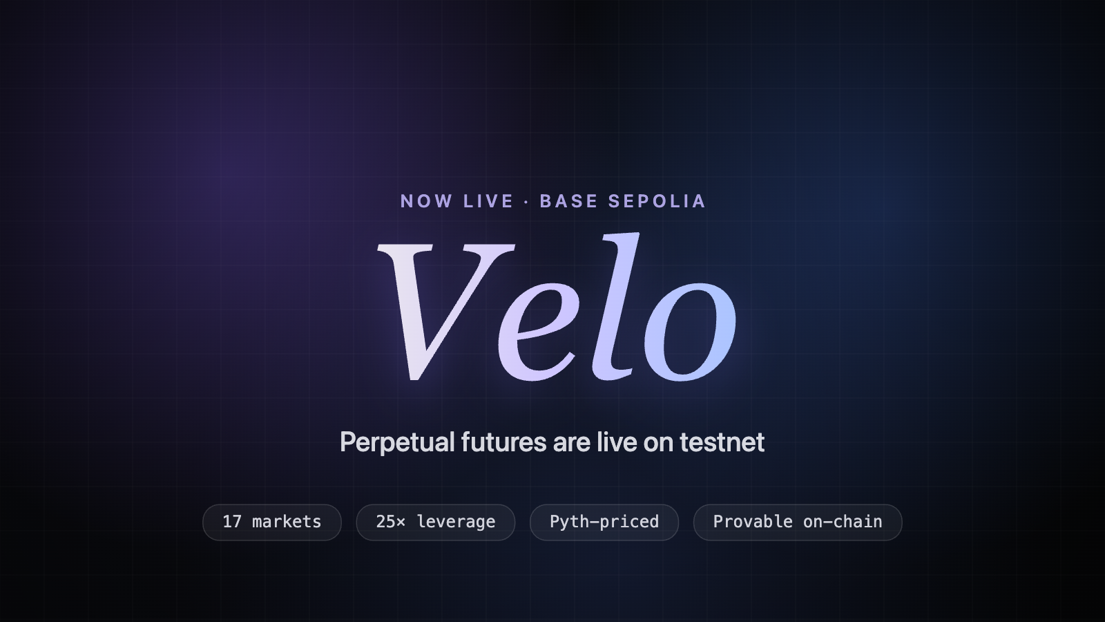 Velo is now live on Base Sepolia testnet
